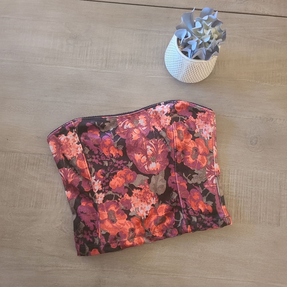 Garage Velvety Floral Tube Top - size S
